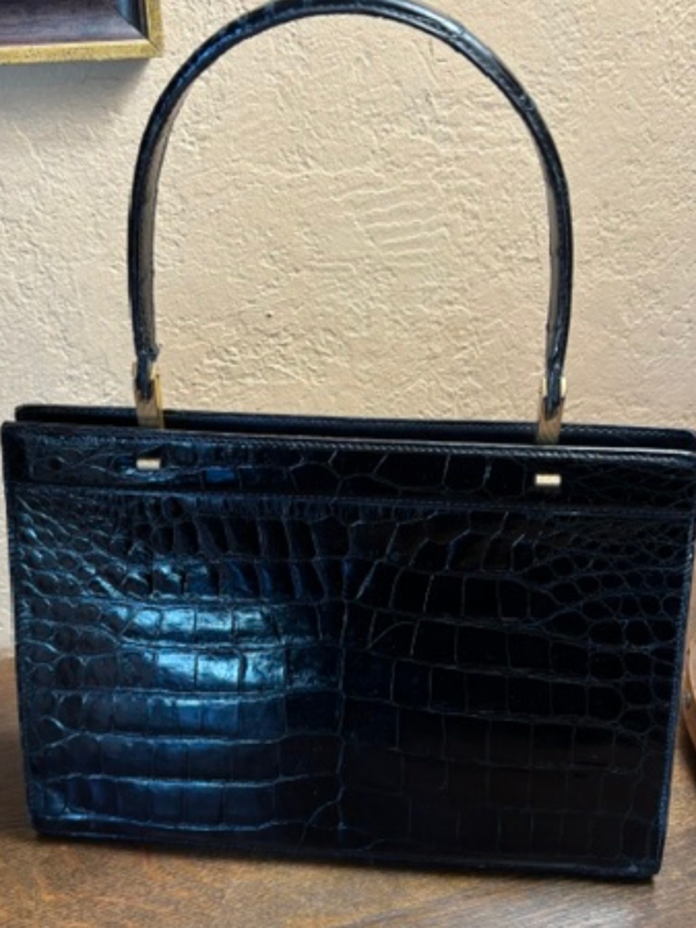 Saks Fifth Ave VINTAGE Gorgeous  real Crocodile handbag- Black